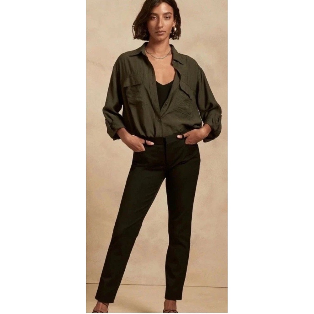 Banana Republic Sloan Ankle Pant Black Womens 2 Pockets‎ Office Career Classic